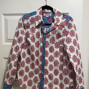 Boden Women’s Floral Button Down Shirt - White, Blue, Pink